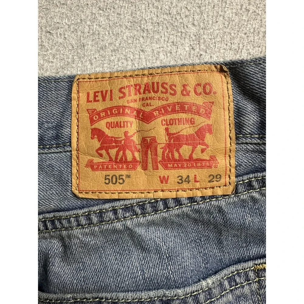 Levi's 505 Jeans Mens 34x29 (34x23) Medium Wash Blue Straight Leg Denim Workwear